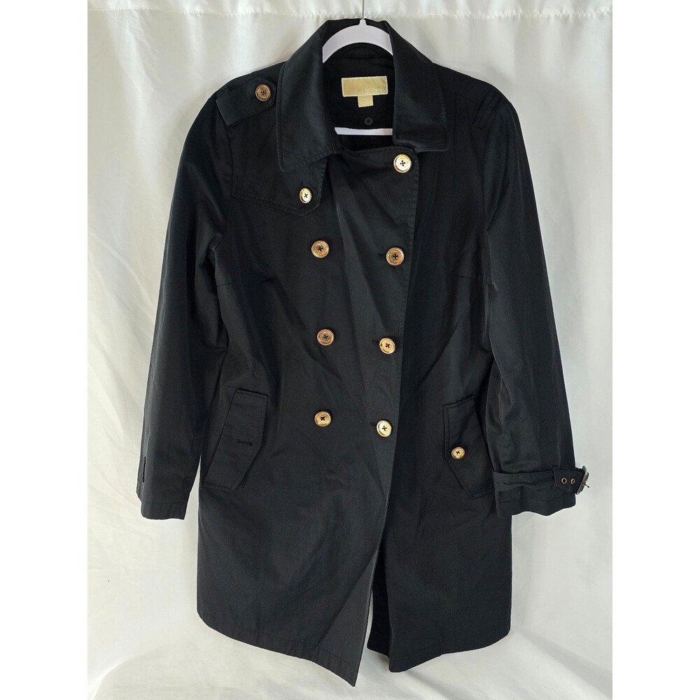 Michael Kors Women’s Black Trench Coat Rain Coat Sz XL